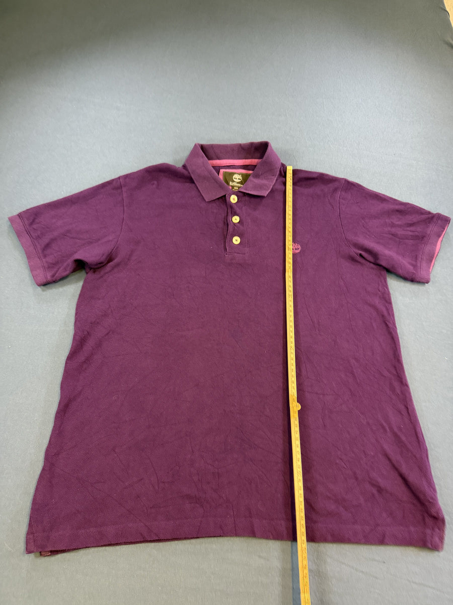 Paarse Timberland poloshirt, maat M (piqué polo met geborduurd boomlogo)