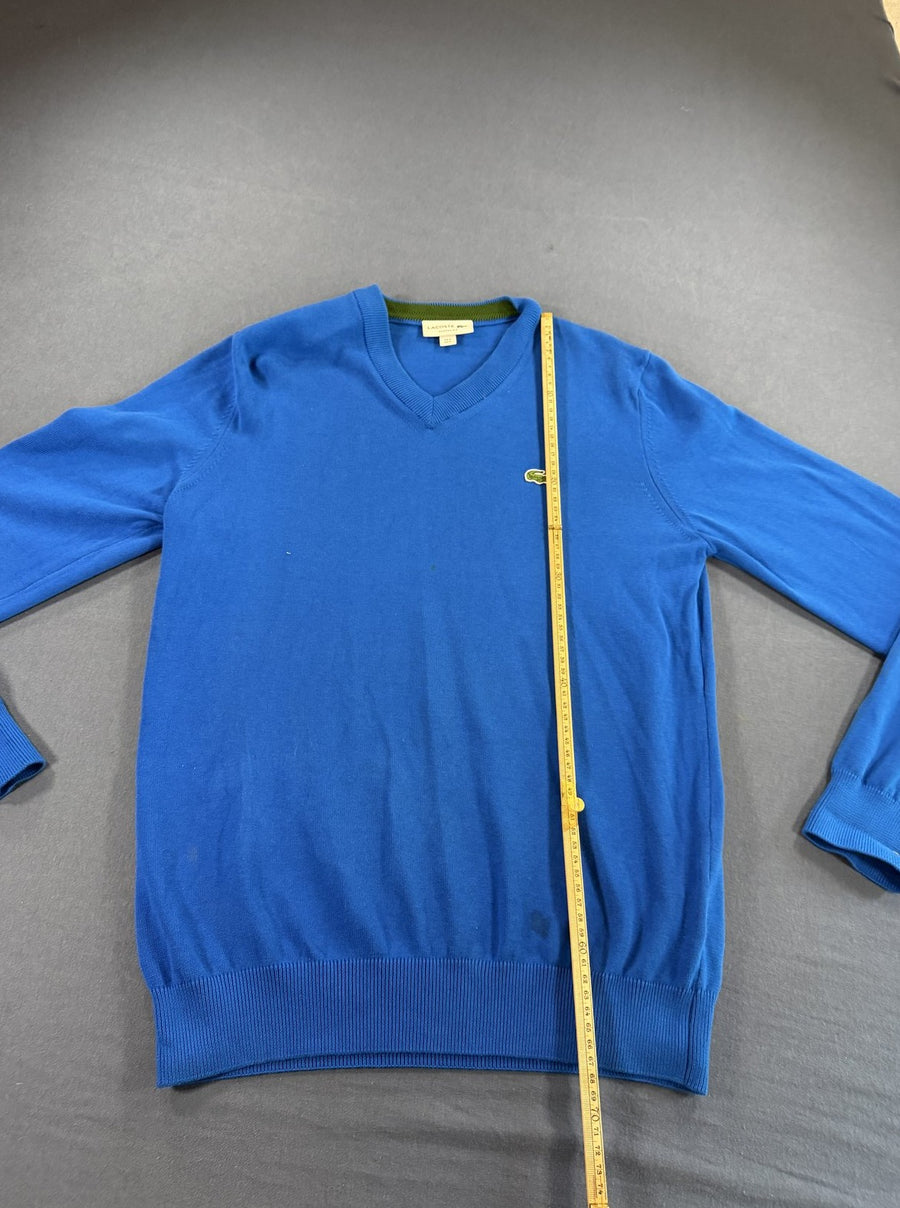 Lacoste pullover in blauw (V-hals trui / gebreid vest), maat S