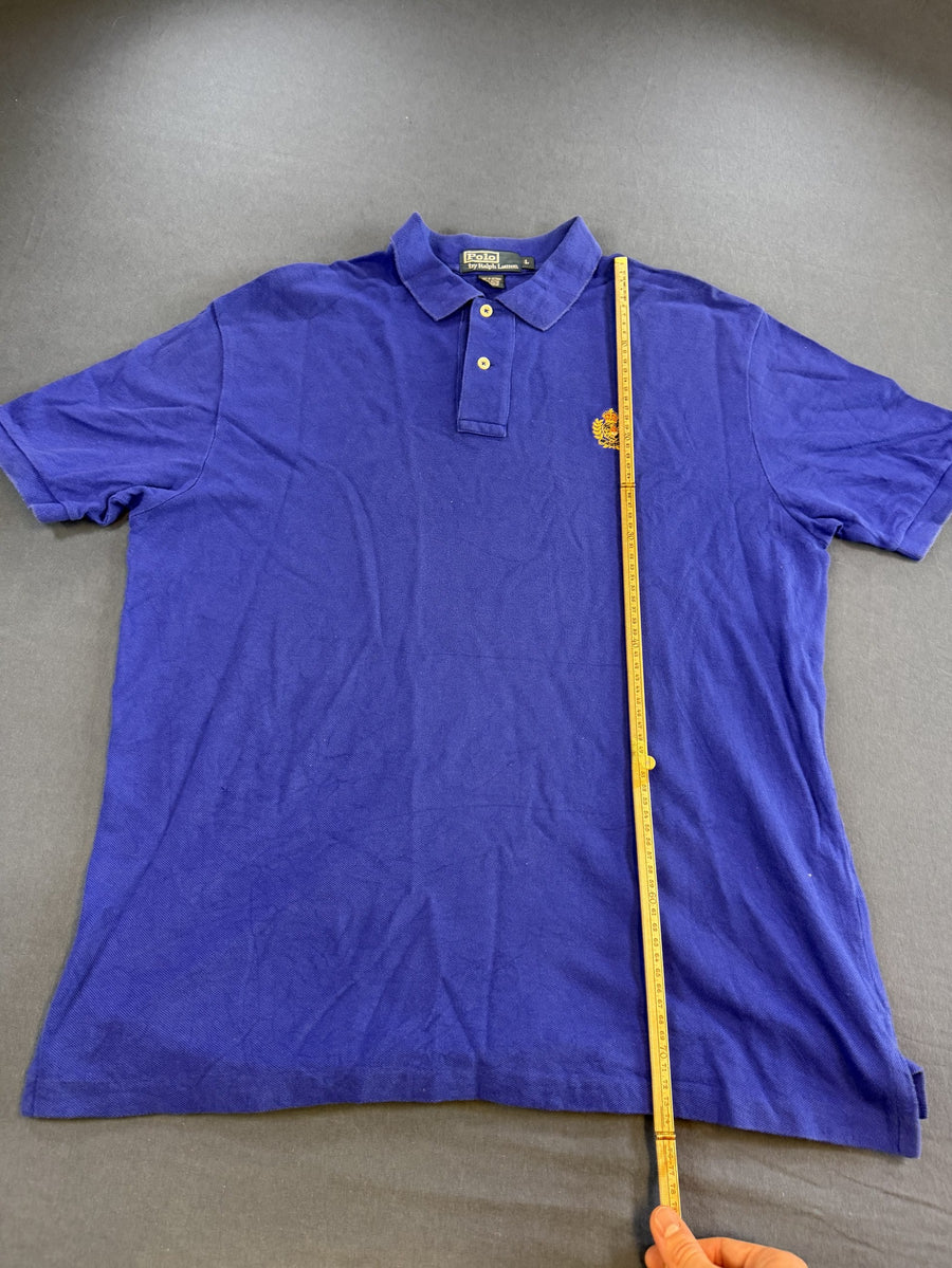 Blauwe Polo Ralph Lauren poloshirt (polo) maat L, goudkleurig ruiterlogo