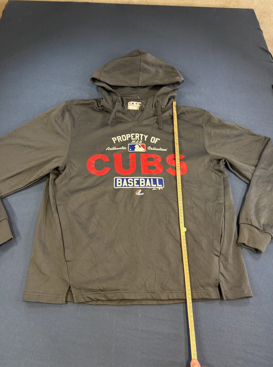 Grijze Chicago Cubs sweater (hoodie / capuchonvest), maat M - Majestic