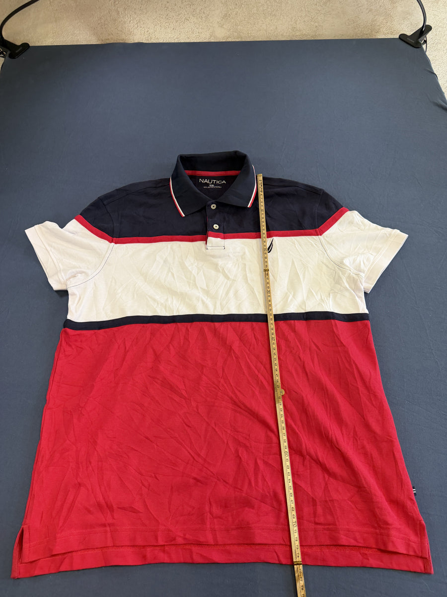 Rood Nautica poloshirt (polo) met colourblock-paneel – maat XXL