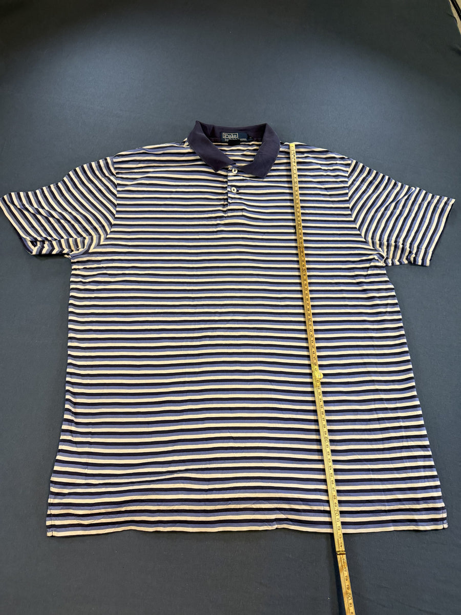 Polo Ralph Lauren polo blauw gestreept heren maat M katoen poloshirt