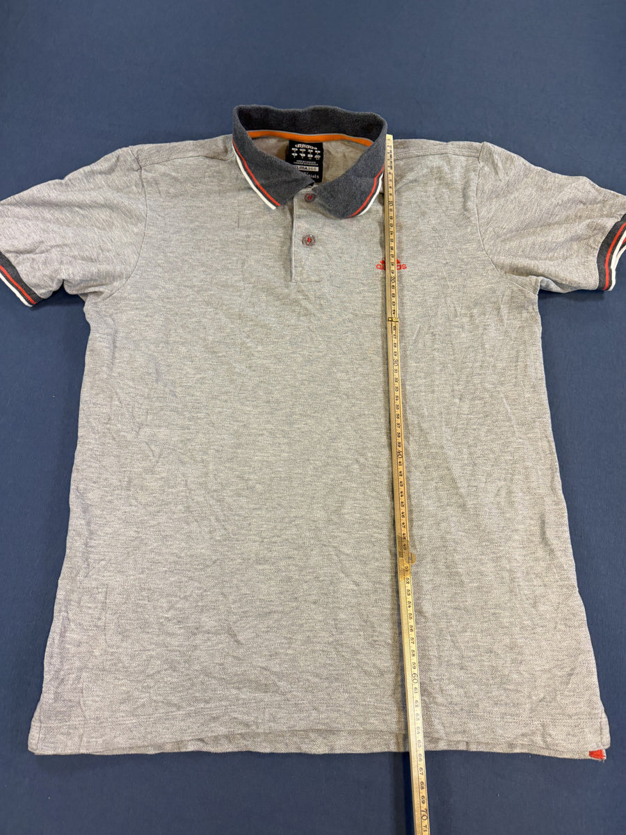 Grijze adidas polo (sportshirt / poloshirt) met streepkraag – maat S