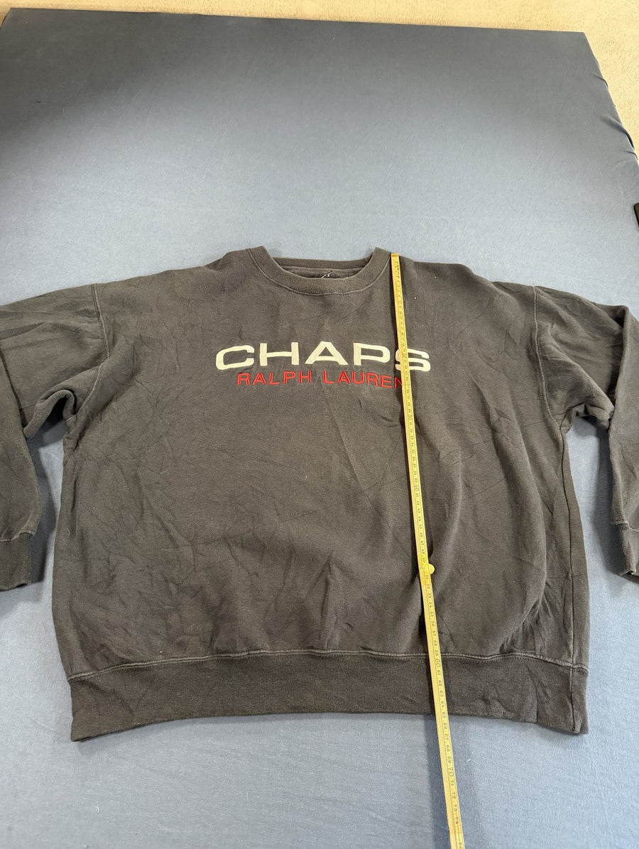 Zwarte Chaps Ralph Lauren trui (sweatshirt / crewneck) maat L met borduurlogo