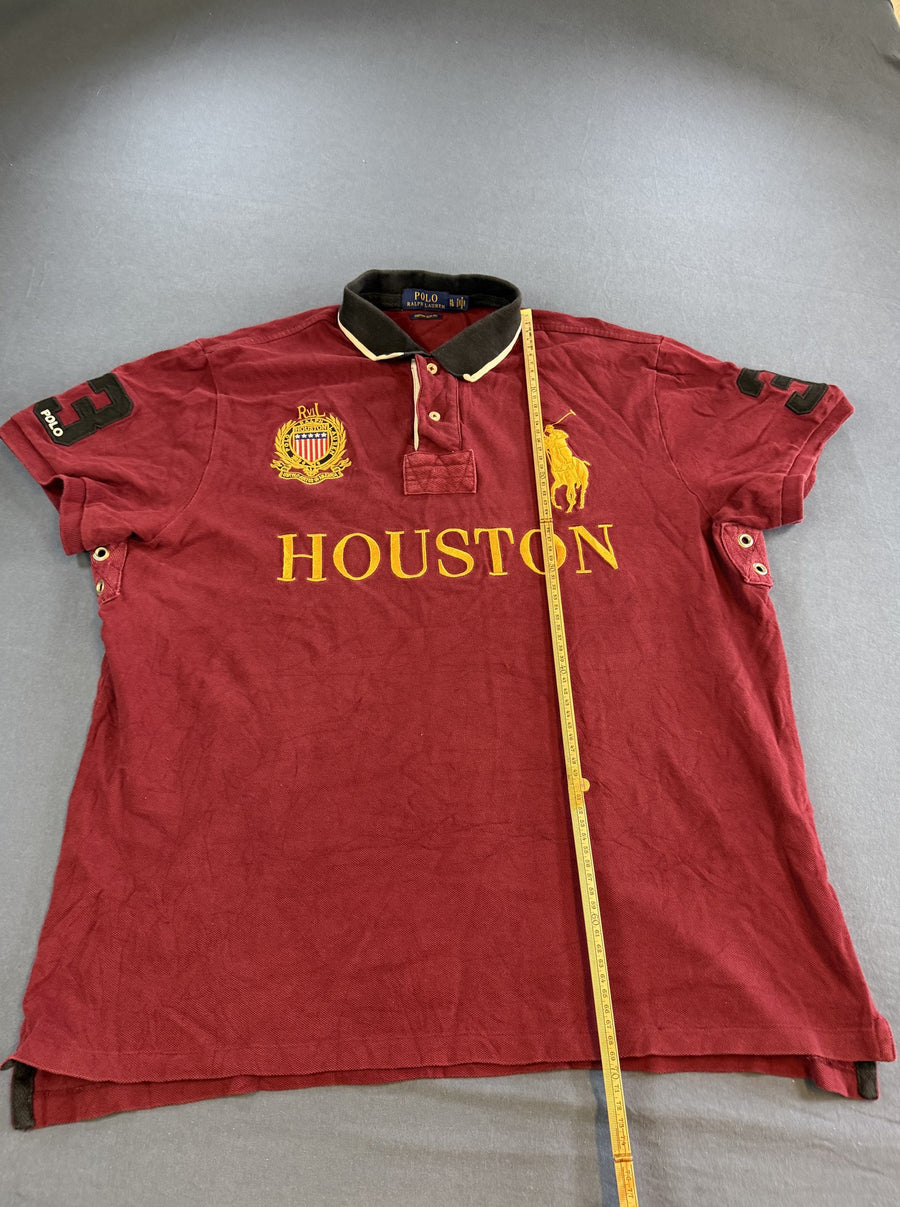 Rood Polo Ralph Lauren Houston chenille shirt (poloshirt / polo, maat XL)