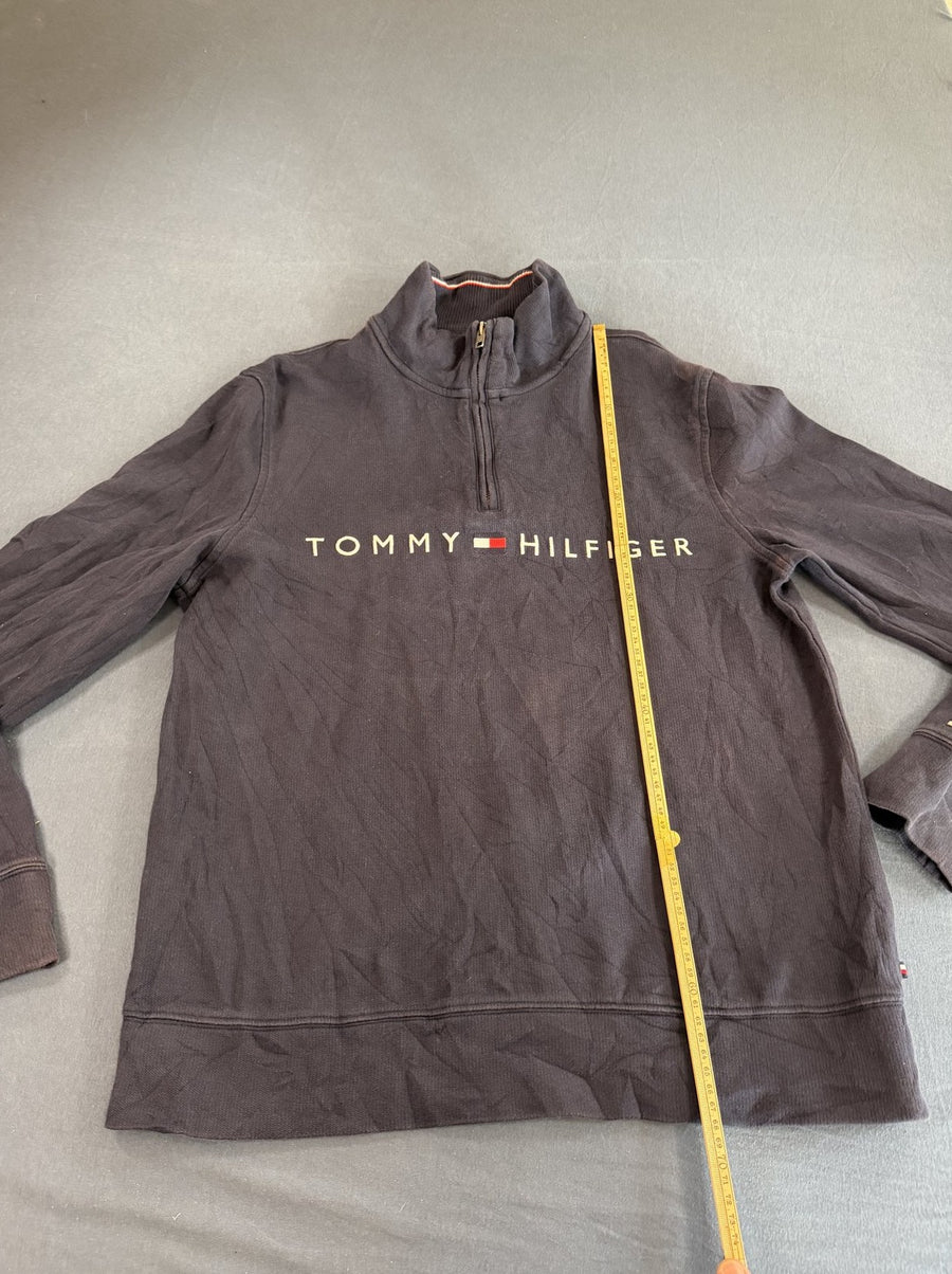 Blauwe Tommy Hilfiger quarter-zip (fleecevest / sweattrui), maat M