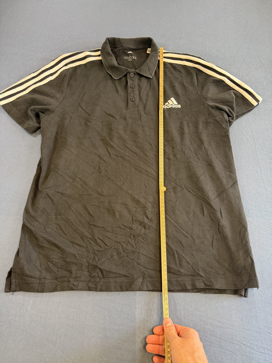 Zwarte adidas poloshirt met 3-stripes (polo / tennisshirt), maat L