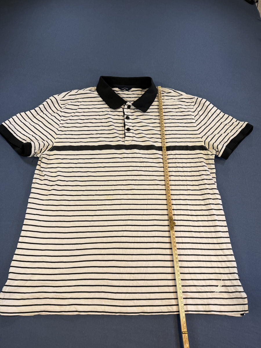 Wit-zwart gestreepte Nautica polo (sportshirt), maat XL