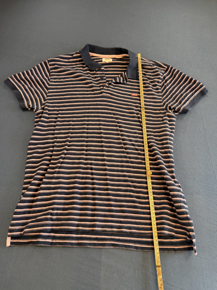 Marine-zalm gestreept Levi's shirt (poloshirt), maat L
