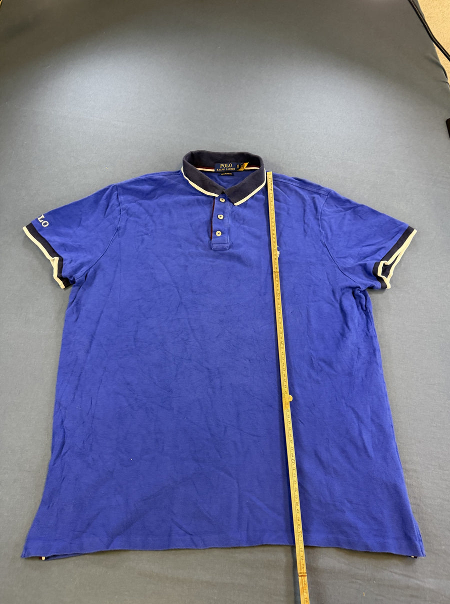 Blauwe piqué polo van Polo Ralph Lauren, maat XL (poloshirt / polohemd), Custom Slim Fit