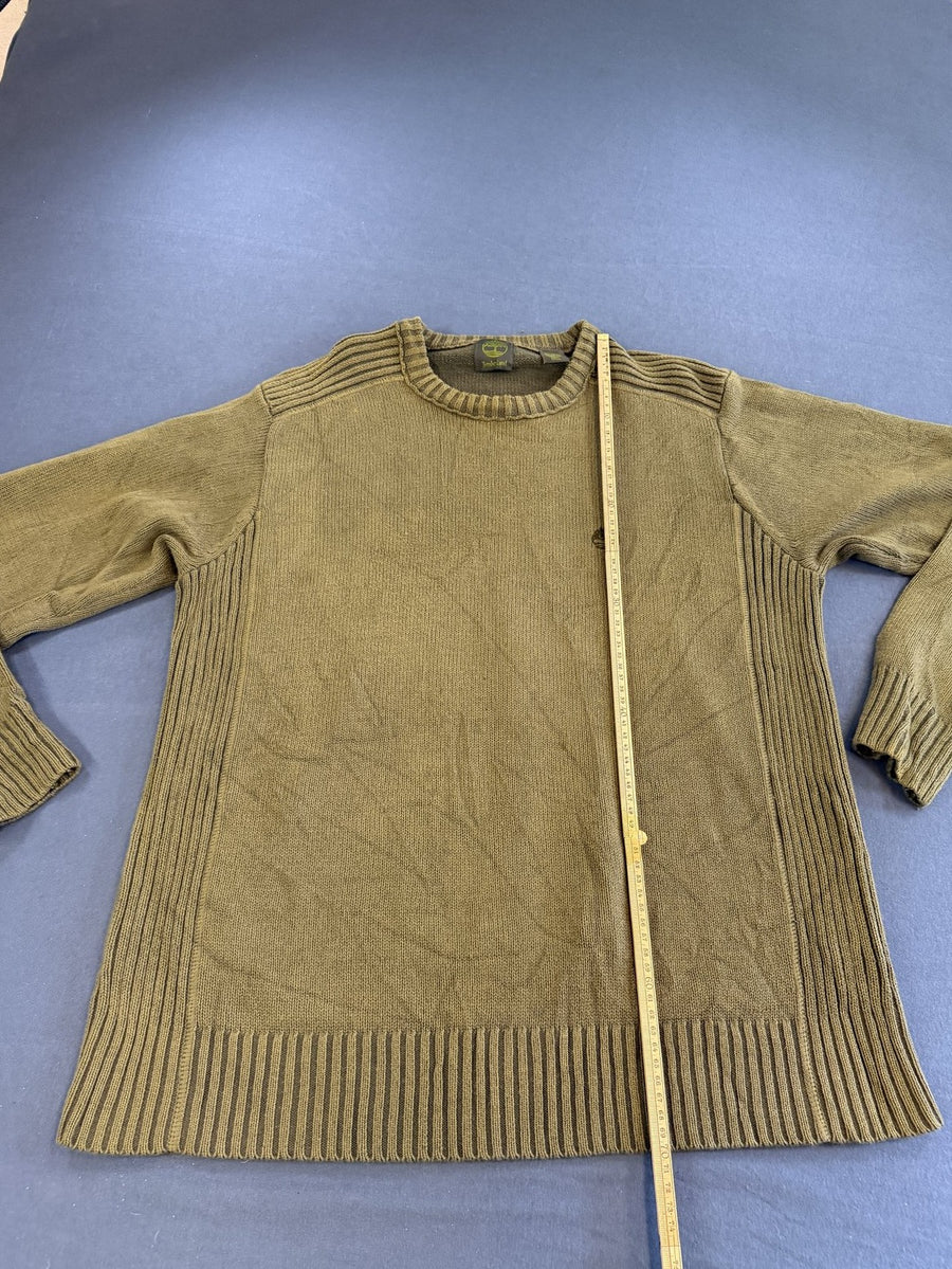 Groene Timberland sweater (trui) met geborduurd boomlogo – maat M