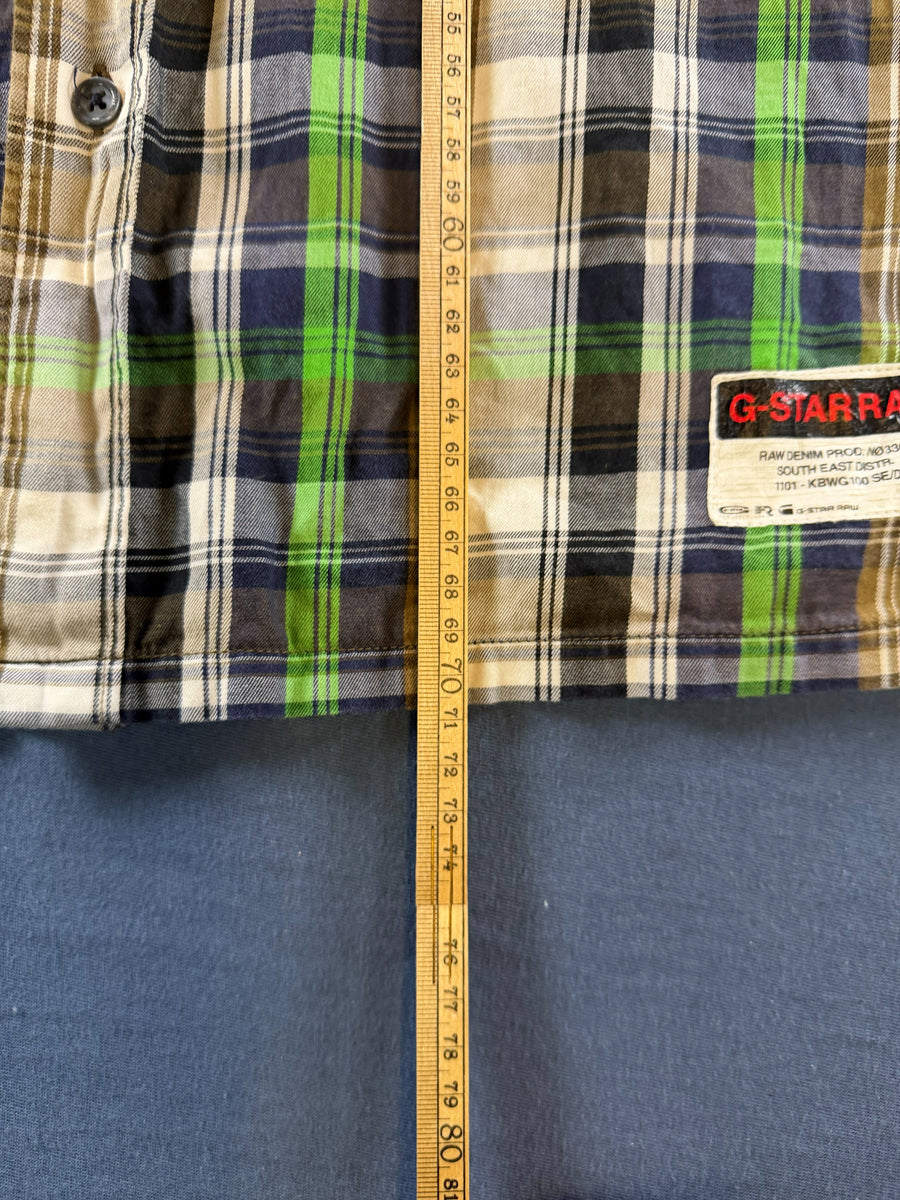 G-Star blouse meerkleurig geruit heren maat L overhemd flanel check shirt houthakkershemd geblokt