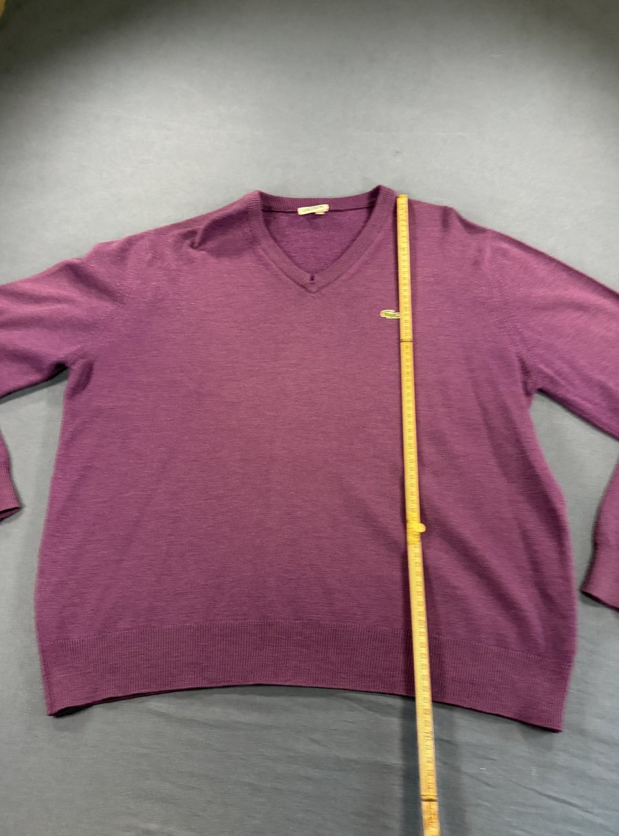 Paarse Lacoste pullover (V-hals trui / sweater), maat XXL