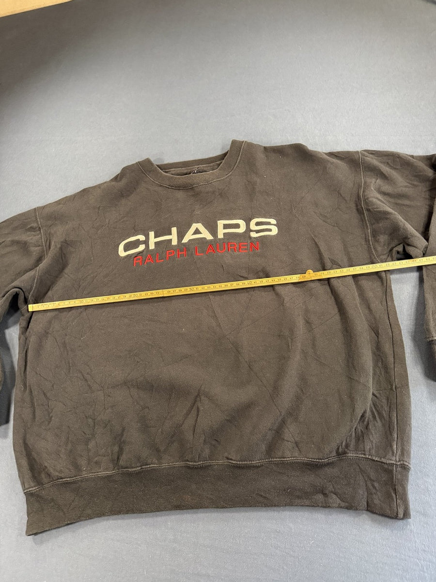 Zwarte Chaps Ralph Lauren trui (sweatshirt / crewneck) maat L met borduurlogo