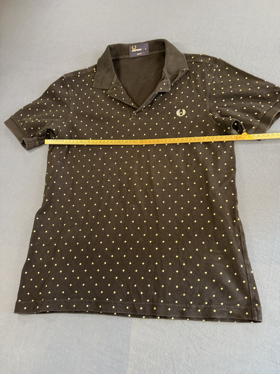 Zwart stippendessin (Fred Perry piqué polo / polohemd), maat XS