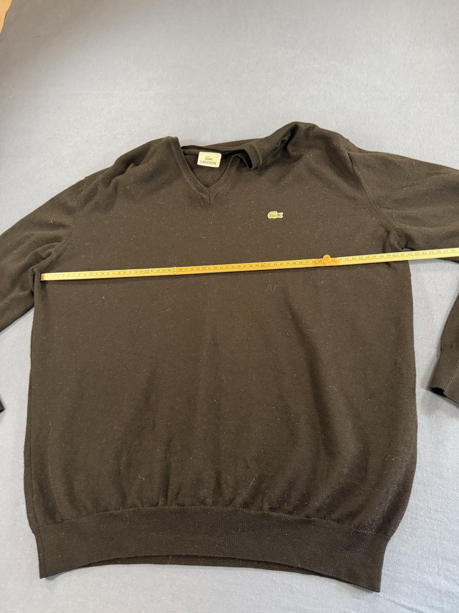 Zwarte Lacoste wollen trui maat XXL (pullover met V-hals)