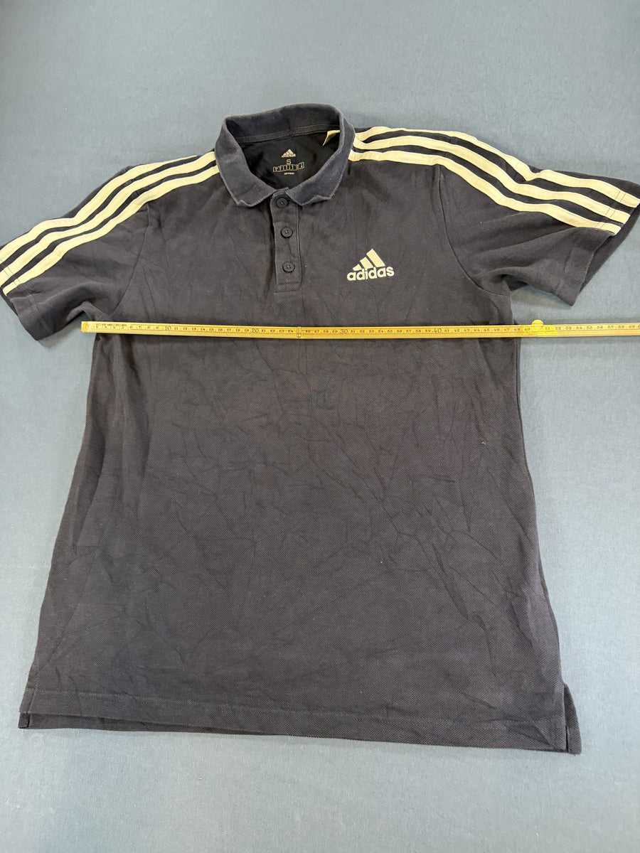 Blauwe adidas polo (piqué shirt / polohemd), heren maat S
