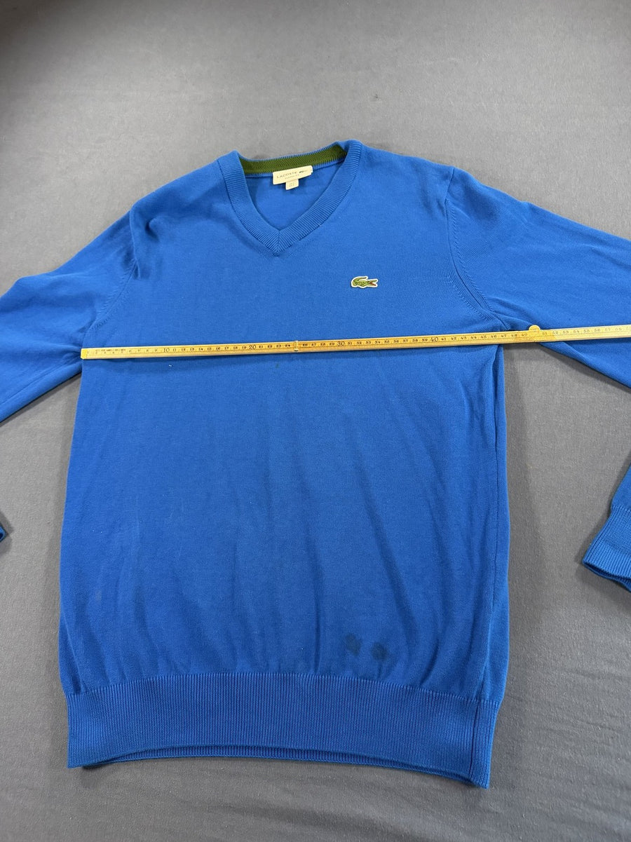 Lacoste pullover in blauw (V-hals trui / gebreid vest), maat S