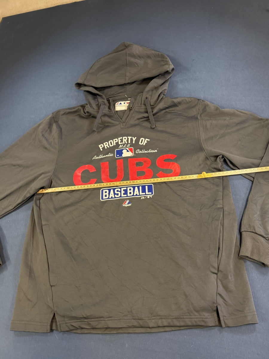 Grijze Chicago Cubs sweater (hoodie / capuchonvest), maat M - Majestic