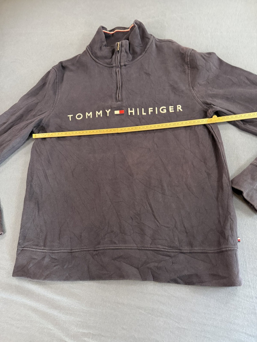 Blauwe Tommy Hilfiger quarter-zip (fleecevest / sweattrui), maat M
