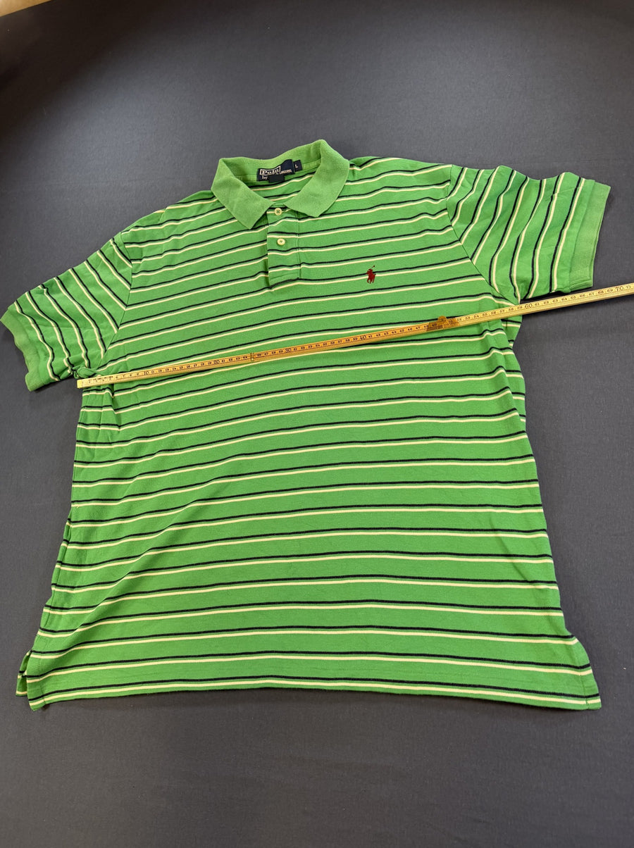 Groene polo (poloshirt) Polo Ralph Lauren piqué met streepje – maat L
