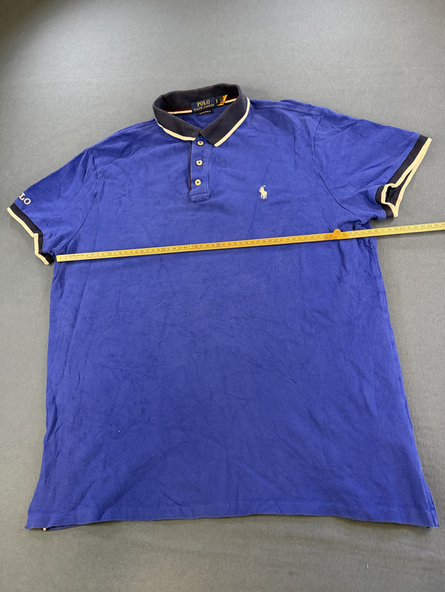 Blauwe piqué polo van Polo Ralph Lauren, maat XL (poloshirt / polohemd), Custom Slim Fit