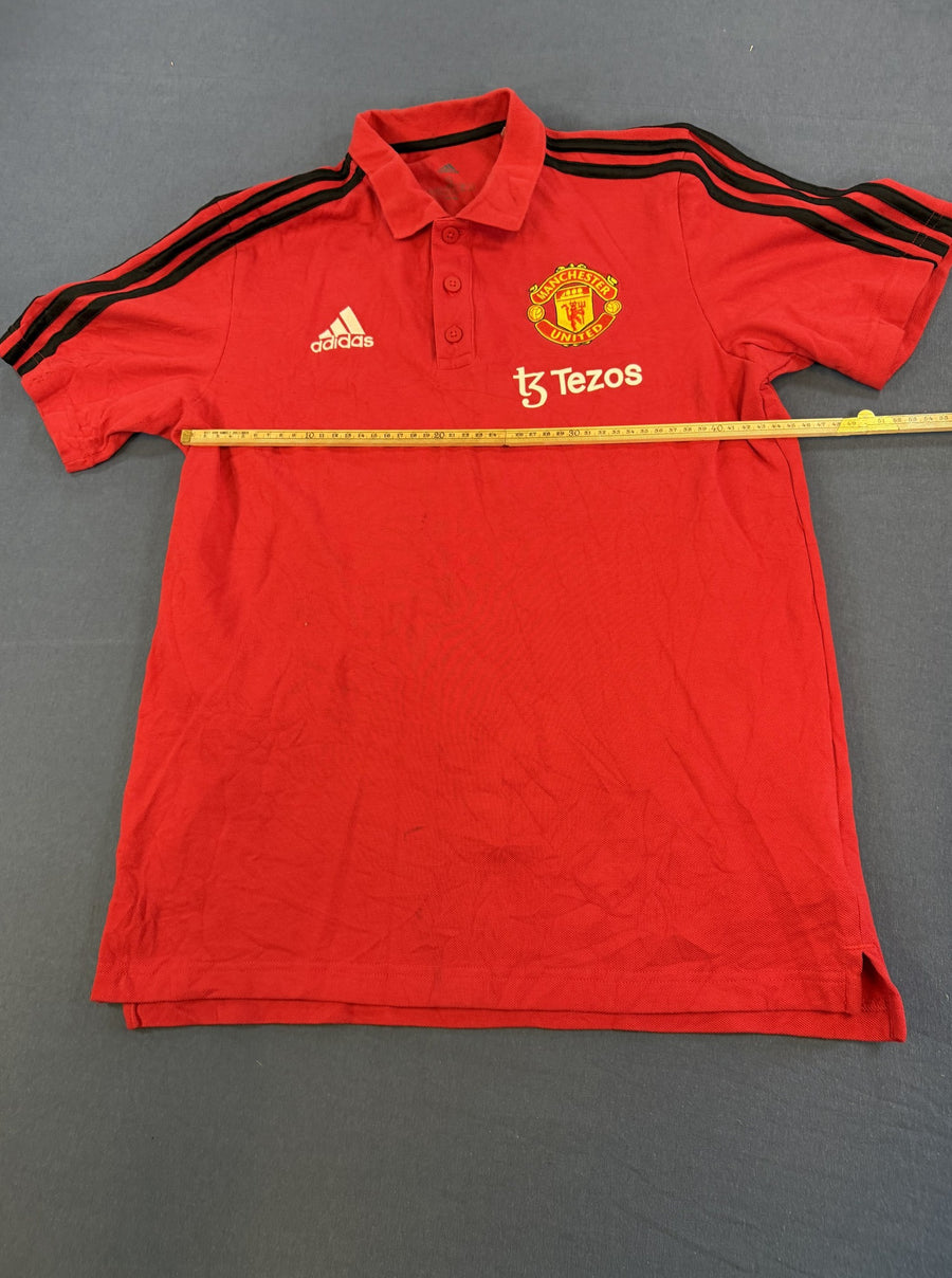 Rood adidas Manchester United shirt maat S (polo / voetbalshirt met Tezos-logo)