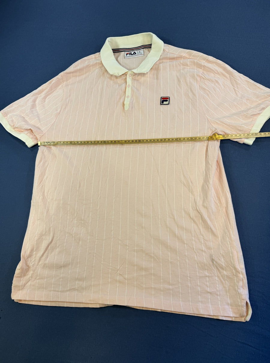 Roze FILA sportpolo met krijtstreepje (poloshirt), maat XXL