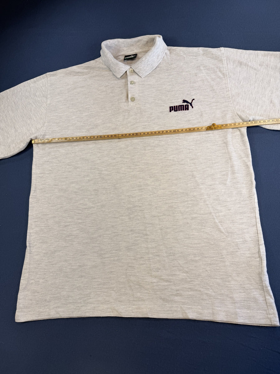 Grijze Puma, maat L (polohemd / piquéshirt) met geborduurd logo
