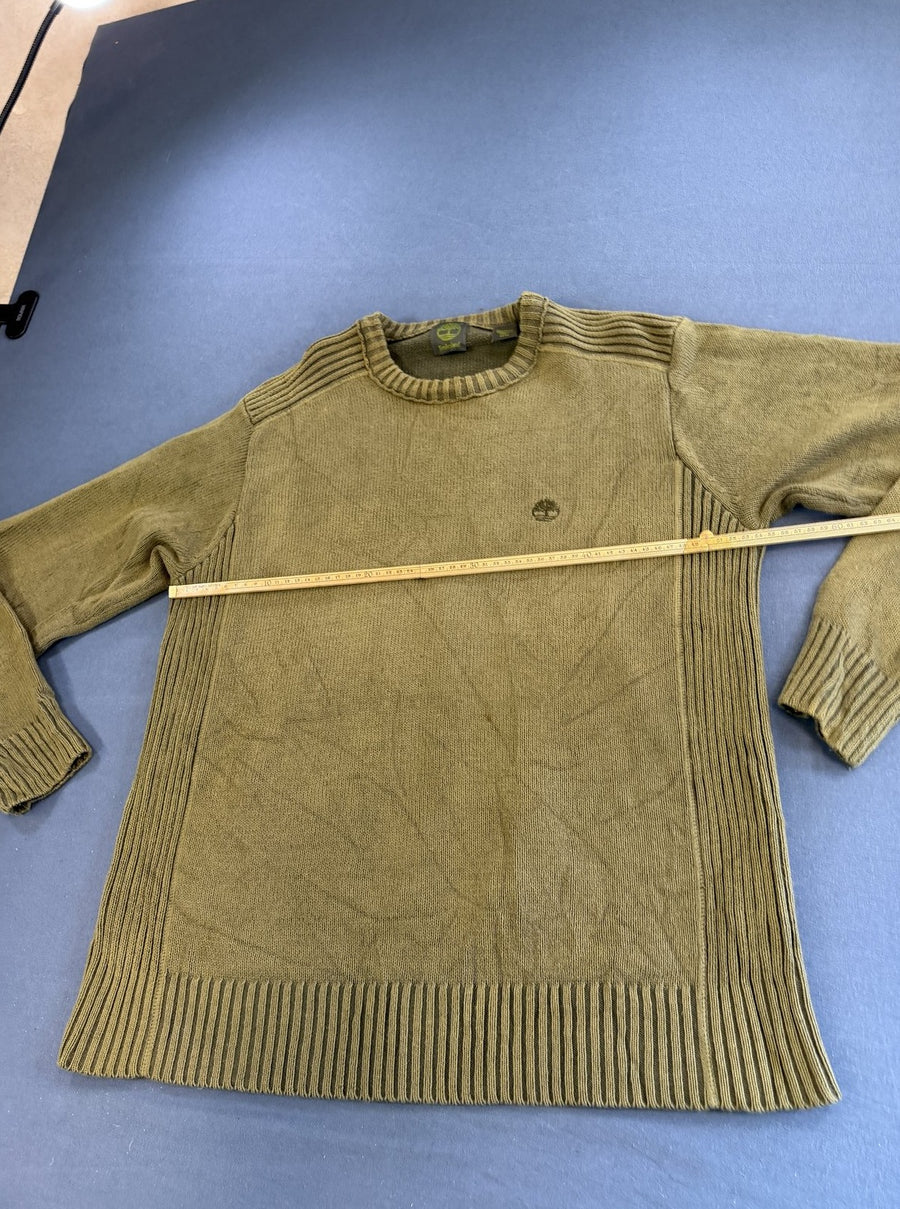Groene Timberland sweater (trui) met geborduurd boomlogo – maat M