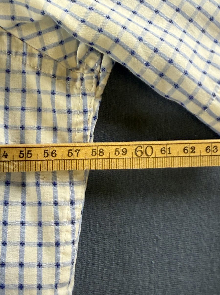 Blauw-wit geruit flanellen overhemd (houthakkersblouse), Yves Saint Laurent, maat L