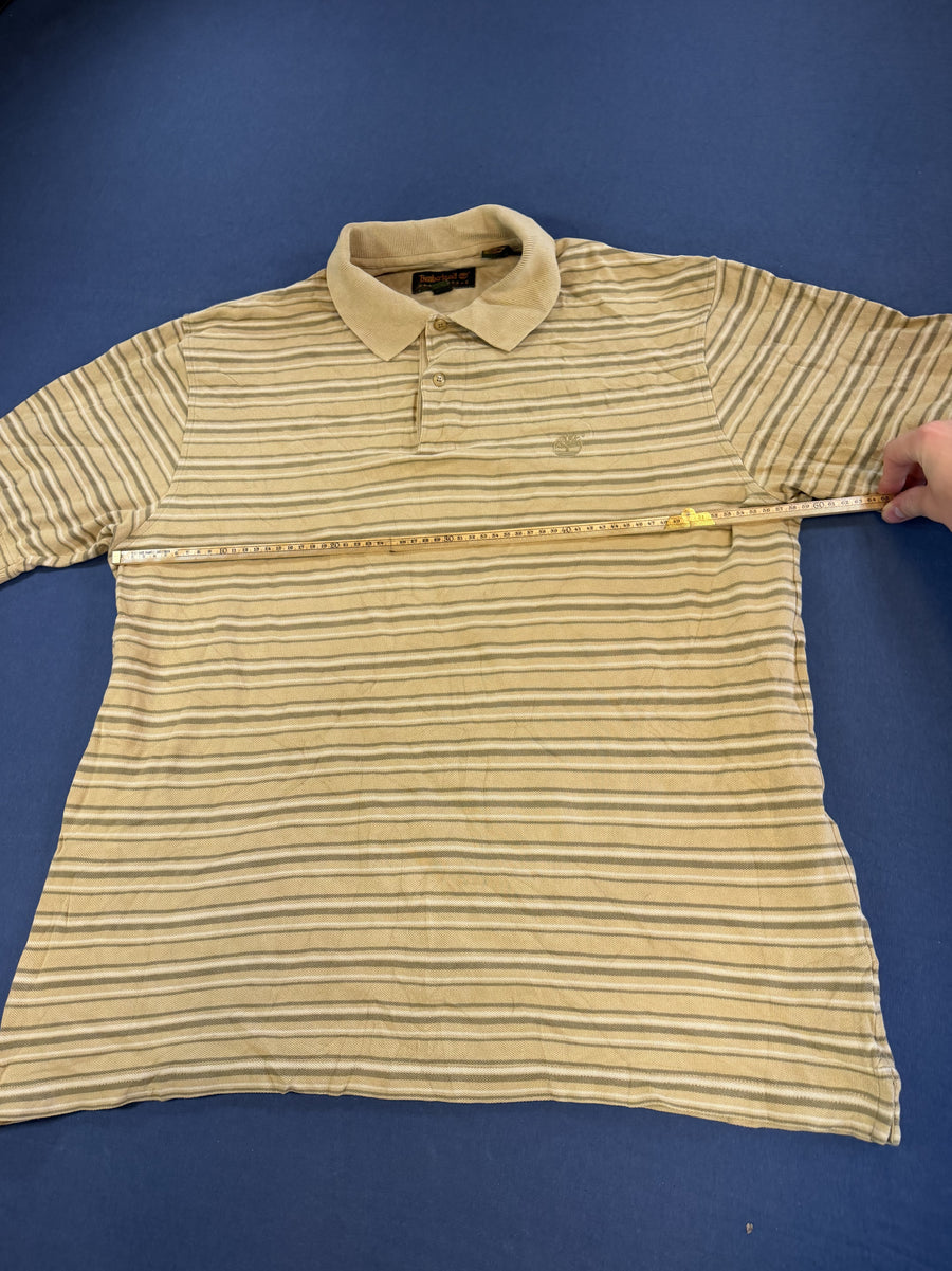 Beige Timberland polo met streepdessin (poloshirt), maat L