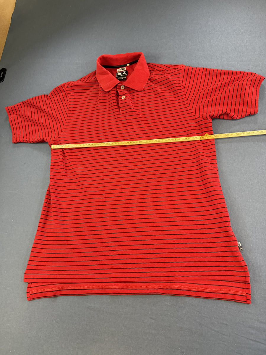 Rood adidas poloshirt (golfshirt) maat M met krijtstreep