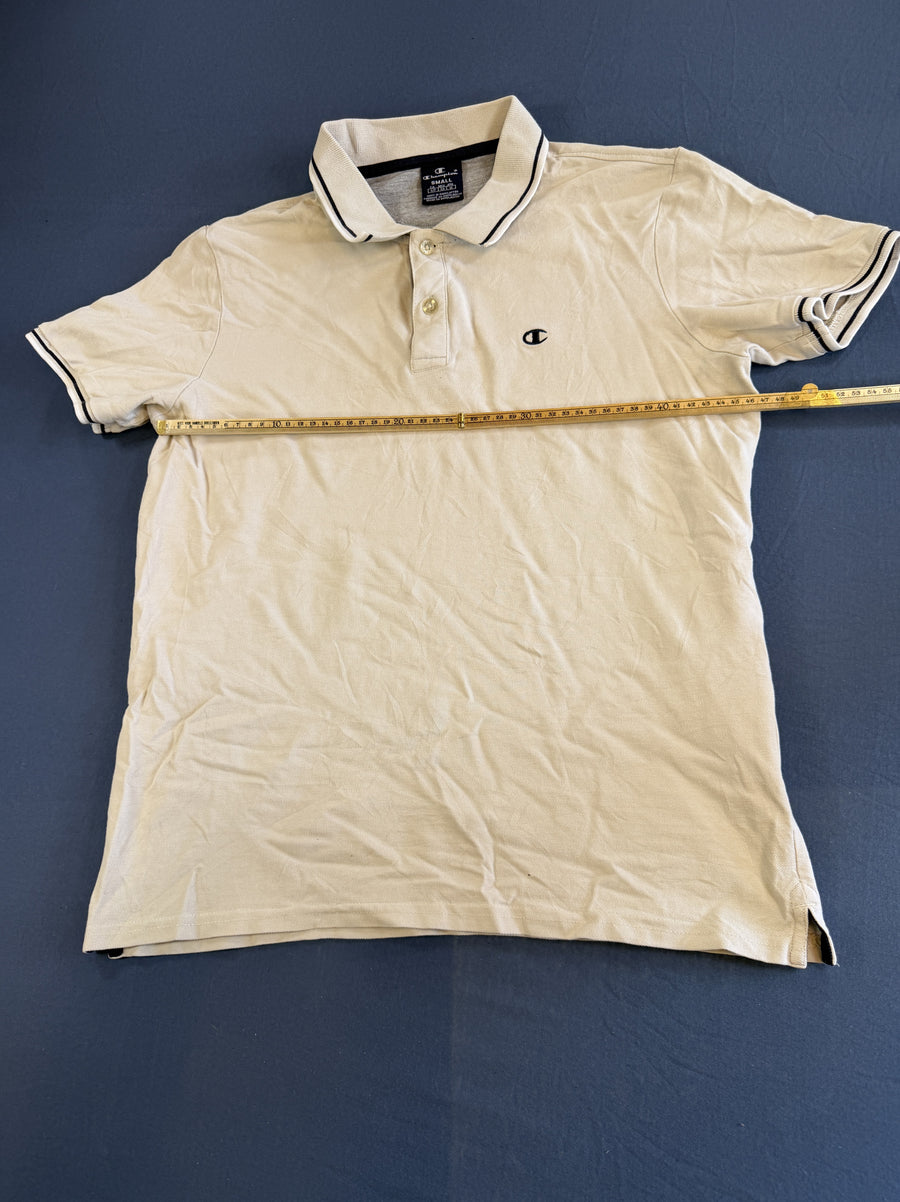 Wit Champion polo (maat S), poloshirt / tennisshirt met gestreepte boord