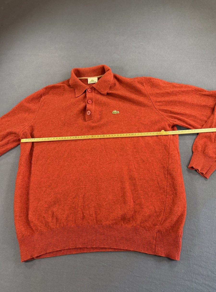 Rode Lacoste polotrui met knoopsluiting (collegetrui), maat XL