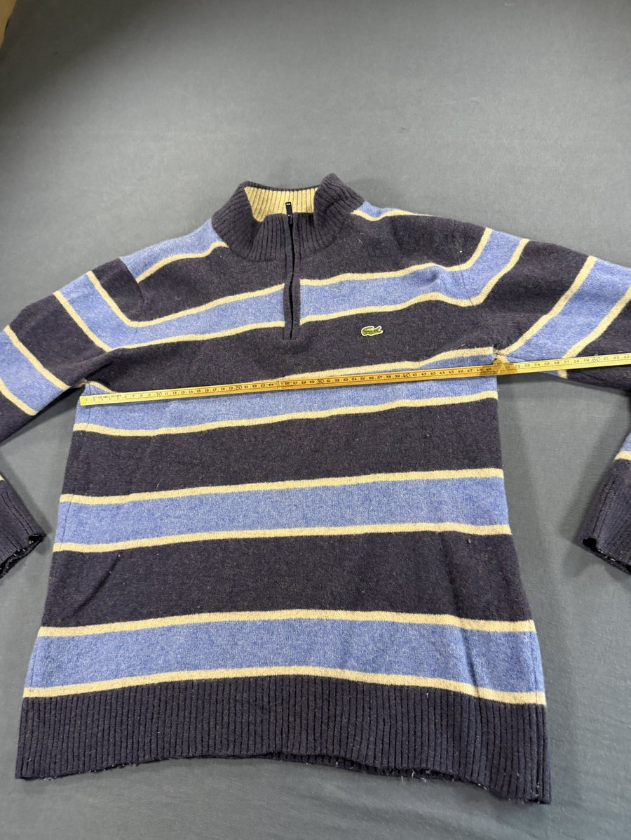 Blauwe Lacoste gebreide trui (halfzip / quarter-zip), maat XL