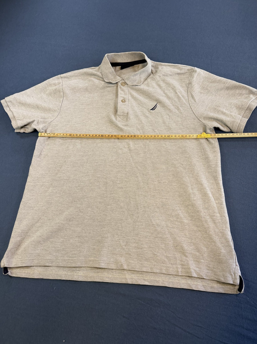 Grijs Nautica piqué polo (poloshirt), gemêleerd katoen, maat L