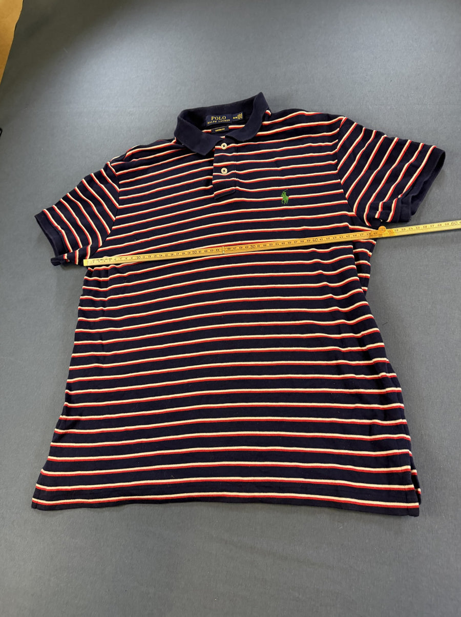 Polo Ralph Lauren zwart met streepboord – Custom Fit polo (poloshirt), maat M
