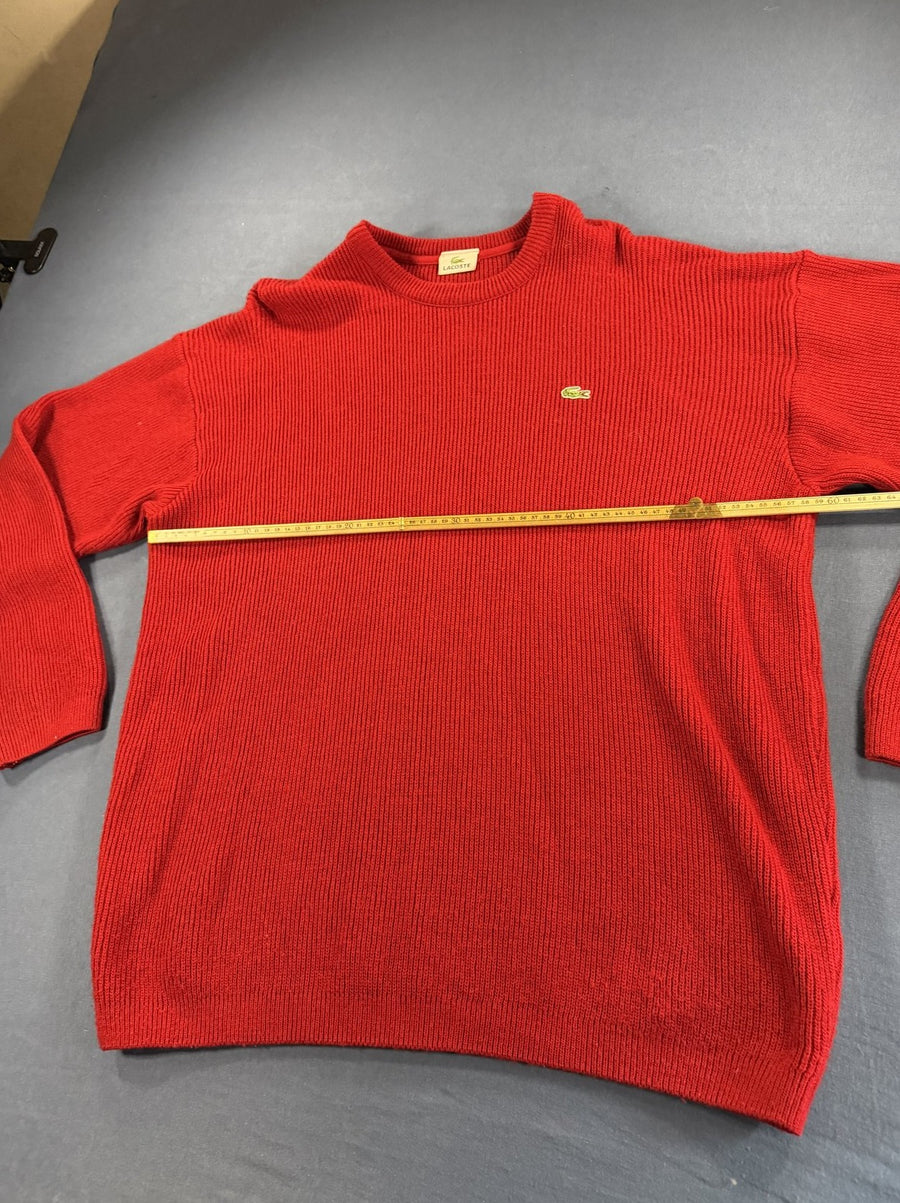 Grijze Lacoste ribsweater (pullover), maat XL, boxy fit