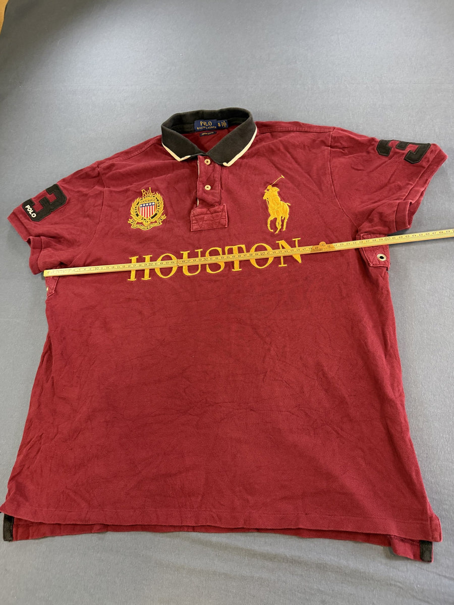 Rood Polo Ralph Lauren Houston chenille shirt (poloshirt / polo, maat XL)