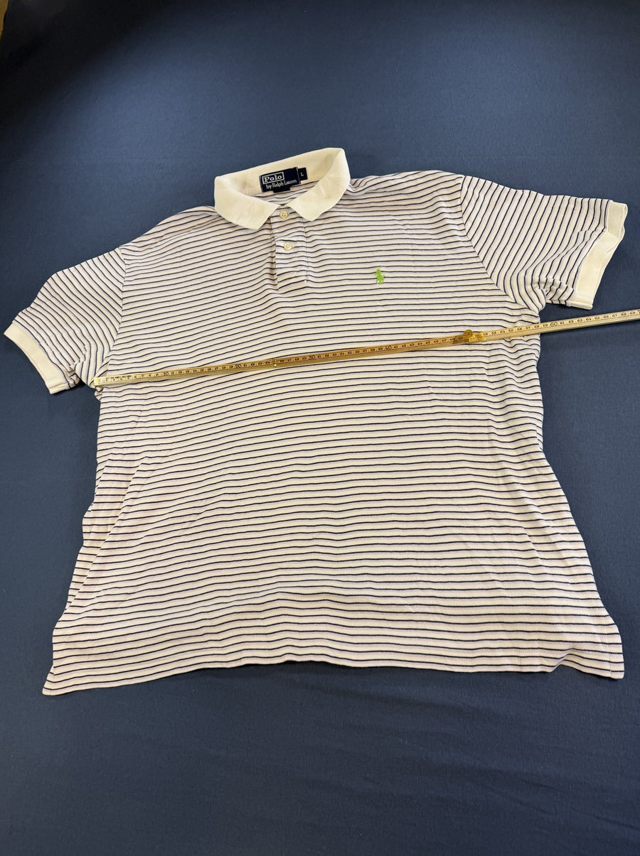 Wit Polo Ralph Lauren piqué-polo (poloshirt) maat L met crème contrastkraag