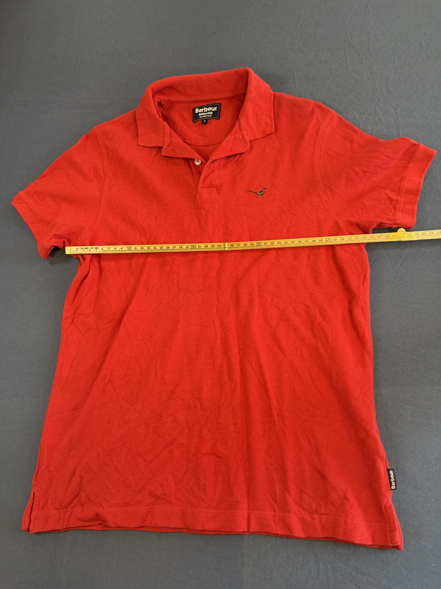 Rood Barbour poloshirt (sportpolo) met fazantlogo, maat S