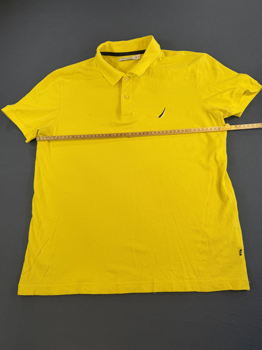 Zonnegeel Nautica polo heren (poloshirt) maat M piqué slim fit