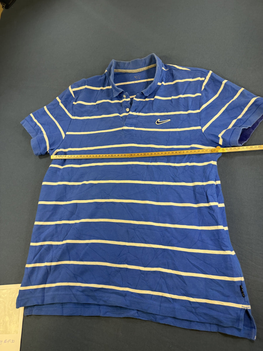 Vintage Nike Athletic Dept. gestreepte polo blauw maat M