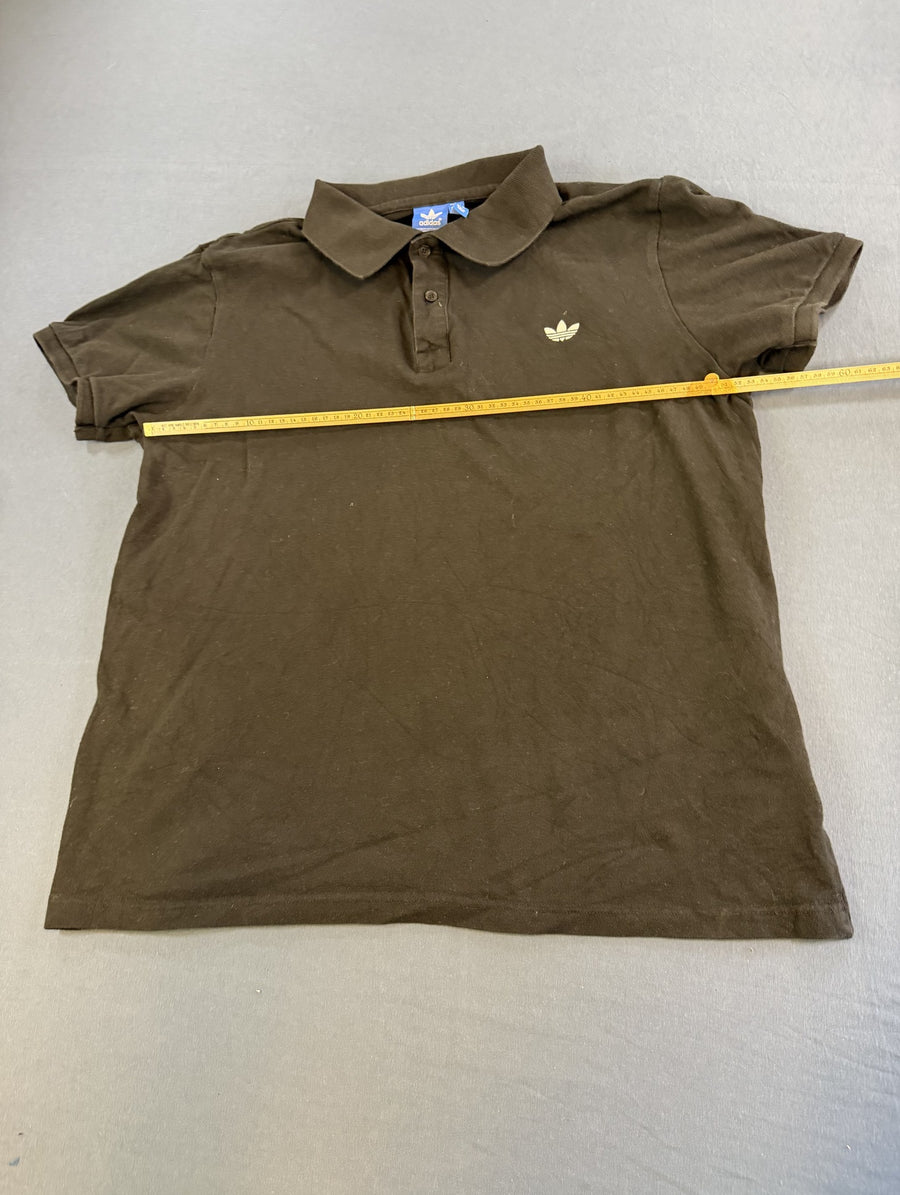 Zwart adidas Originals polo (poloshirt/polohemd) met geborduurd trefoil-logo, maat XL