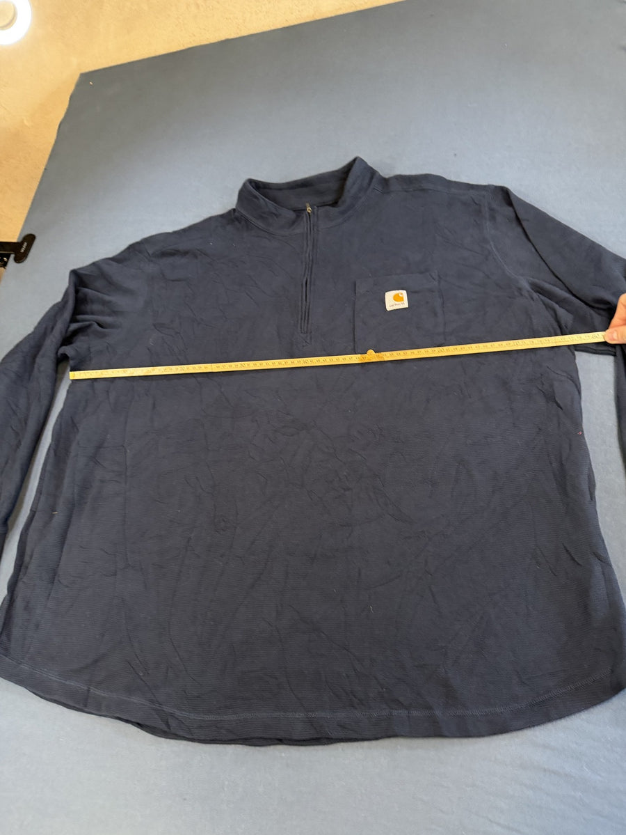 Blauw Carhartt knoopkraagshirt, maat 4XL (henley-trui / longsleeve)