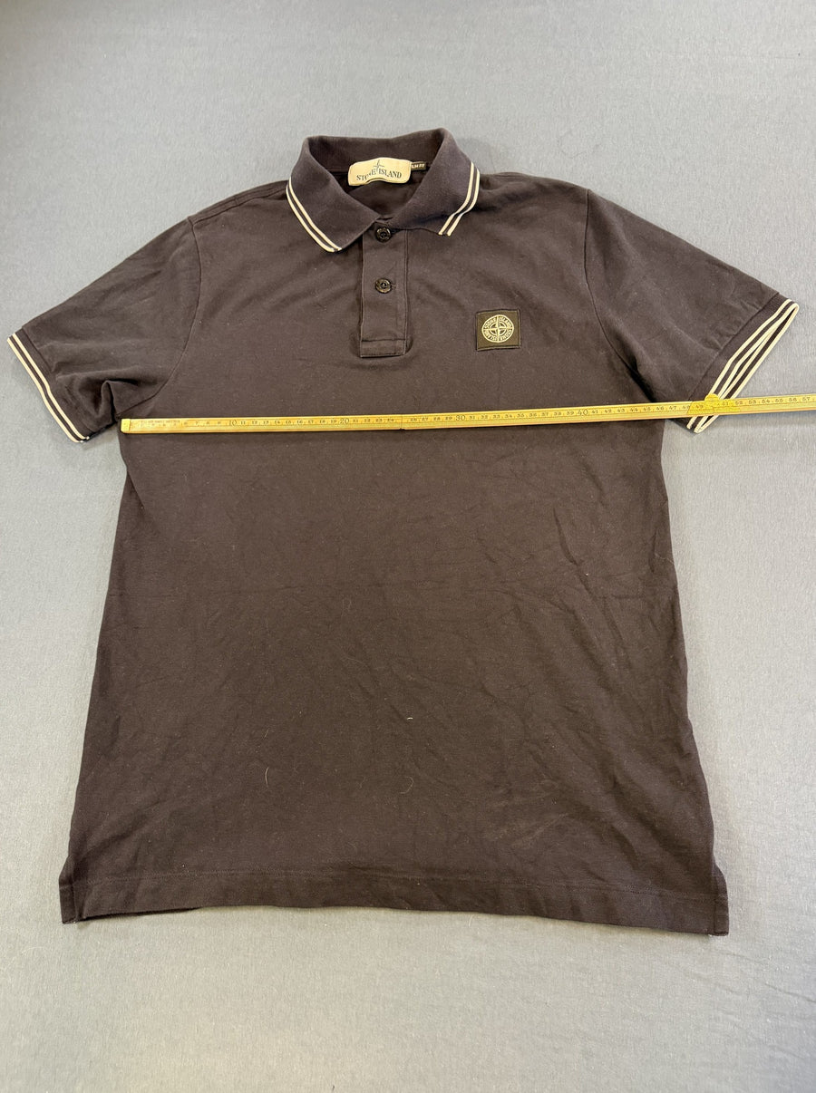 Zwarte Stone Island piqué polo maat M (poloshirt / polohemd), Slim Fit