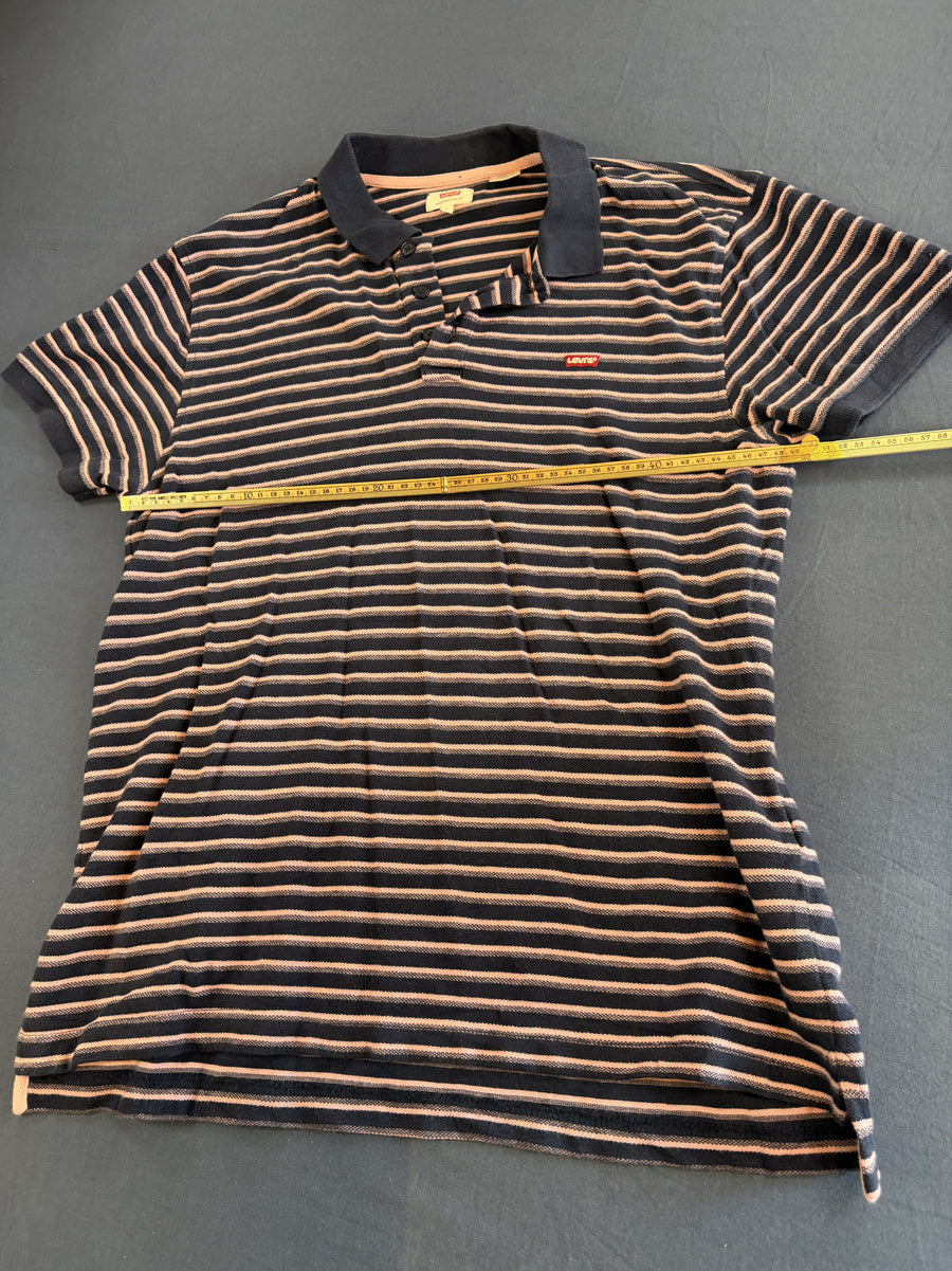 Marine-zalm gestreept Levi's shirt (poloshirt), maat L