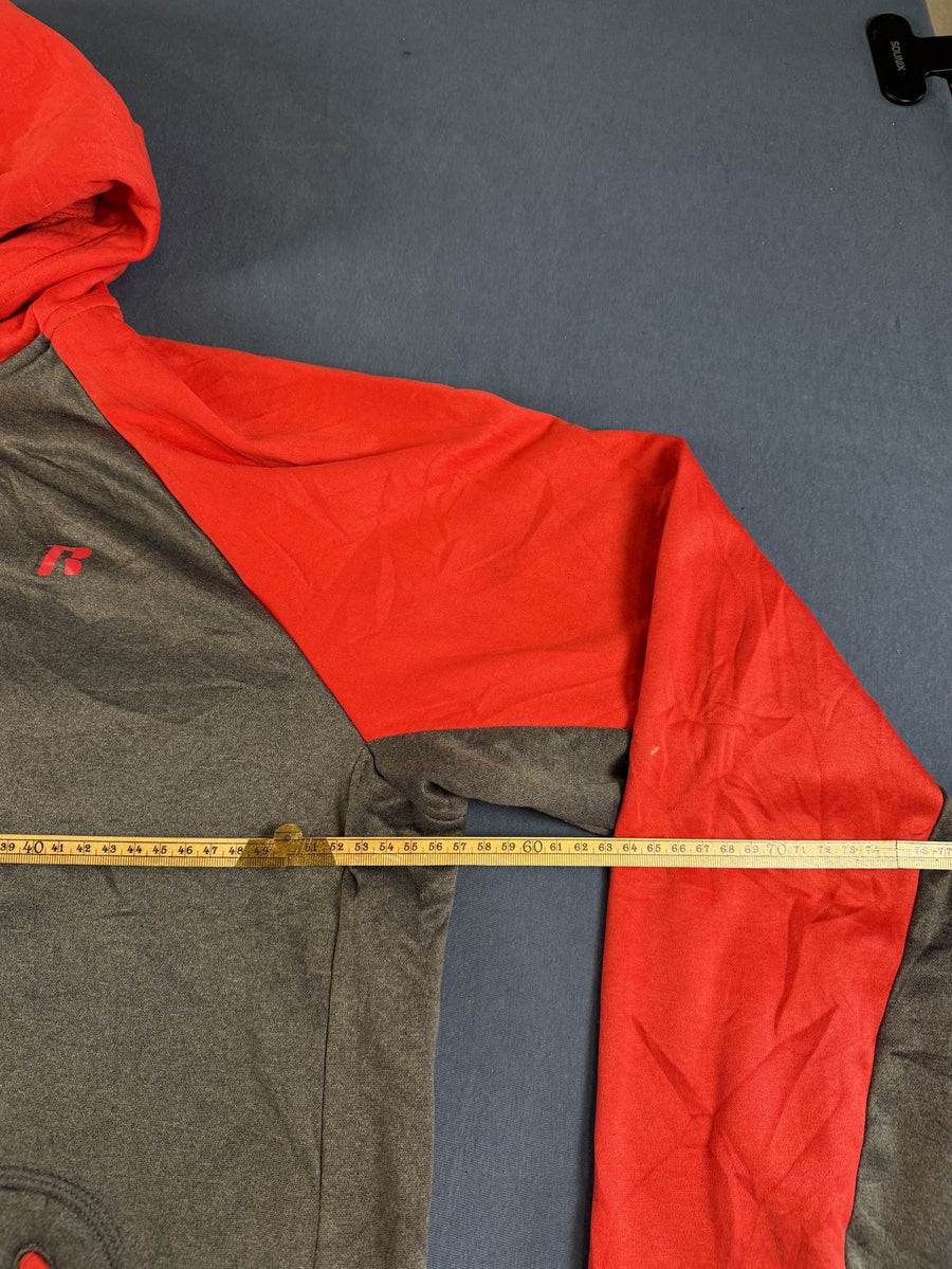 Grijs-rood colorblockvest (fleecevest / sweatvest) Russell Athletic heren M