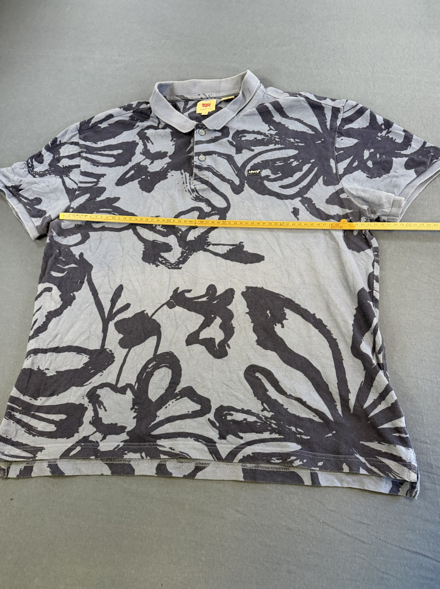 Blauwe Levi's polo (poloshirt) XXL met gave bloemenprint